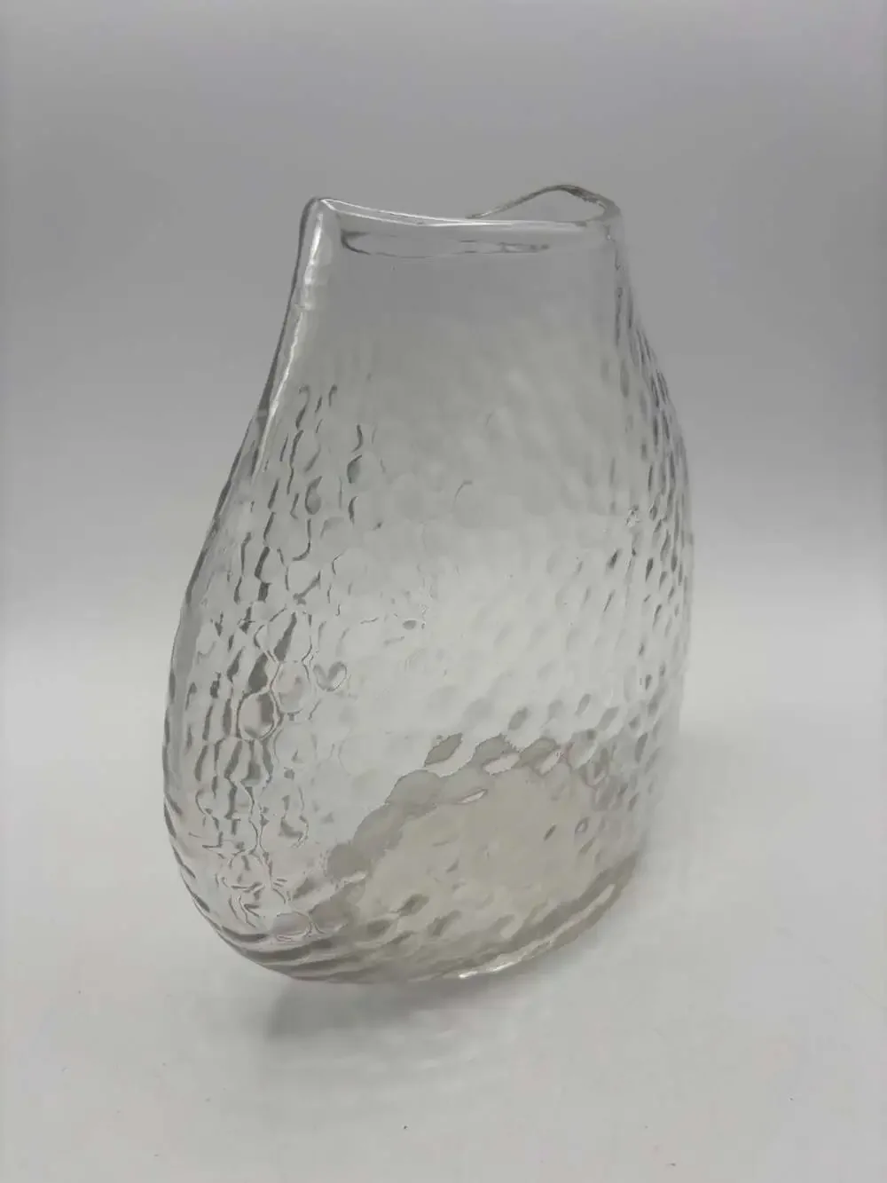 Vintage Clear Dimpled Honeycomb Art Glass Vase
